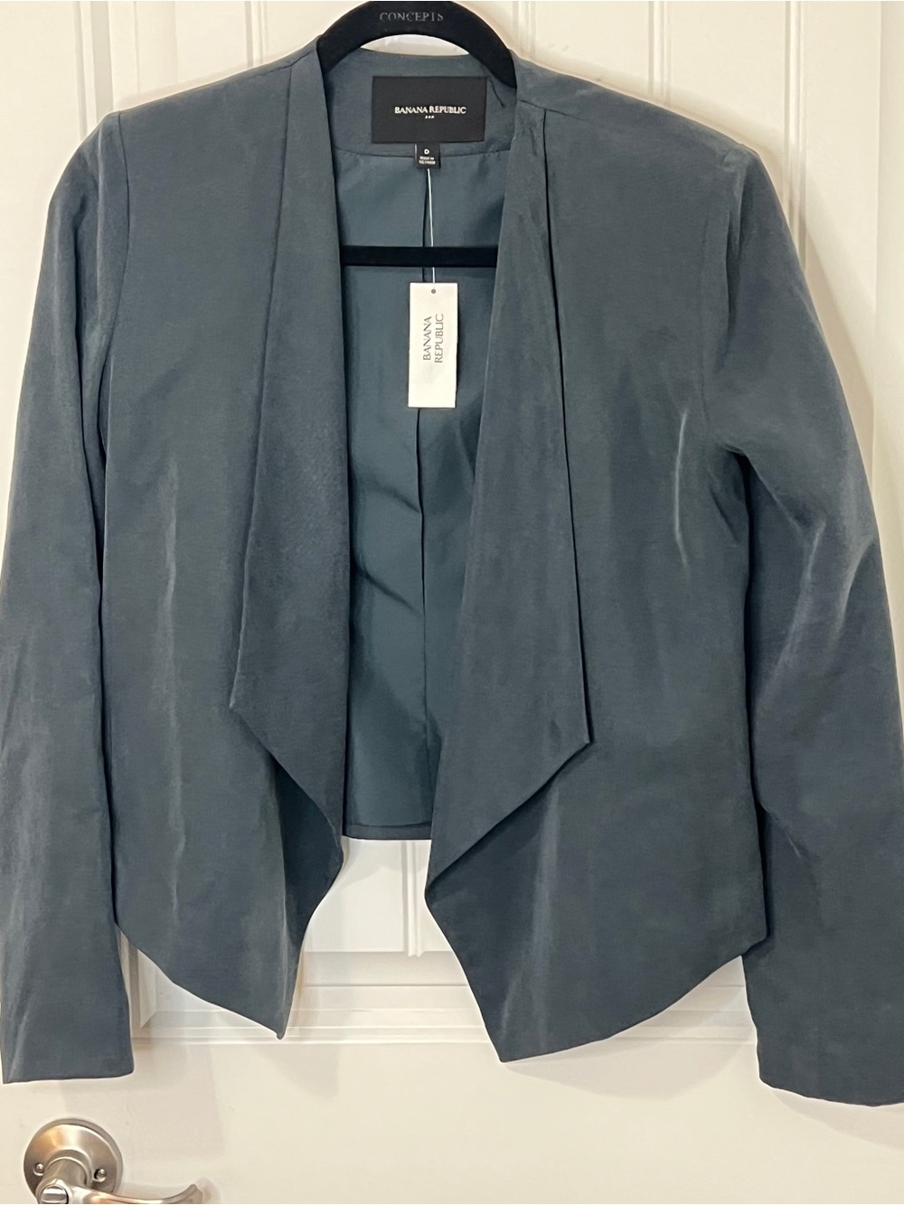 Banana Republic Open-Front Draped Jacket in Slate Blue-Gray